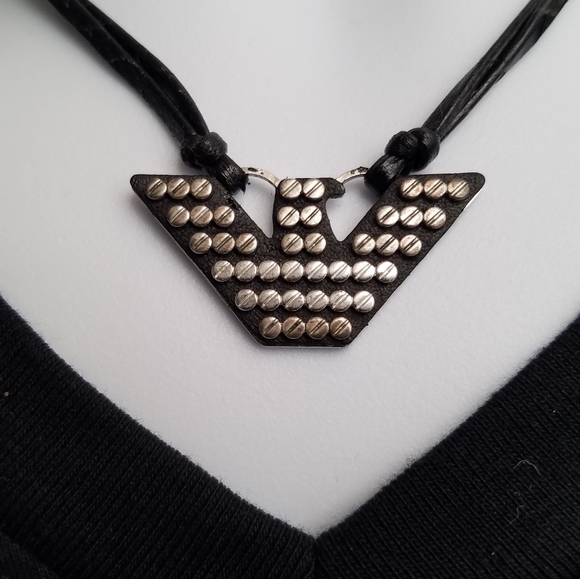 Men's Emporio Armani Leather Necklace